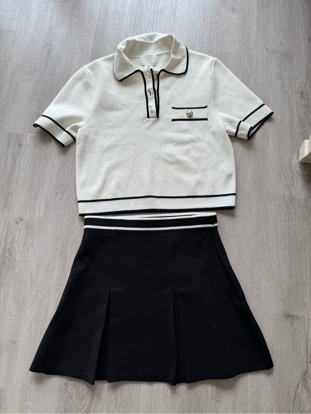 H&M Black and White Knit Two-Piece Set